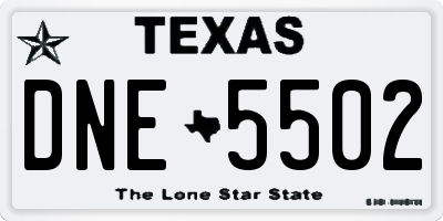 TX license plate DNE5502