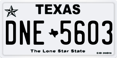 TX license plate DNE5603