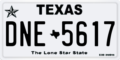 TX license plate DNE5617