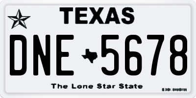 TX license plate DNE5678