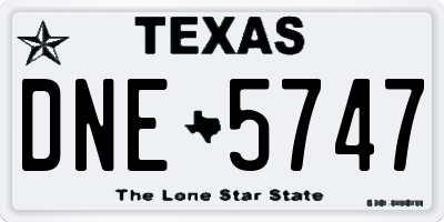 TX license plate DNE5747