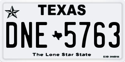 TX license plate DNE5763