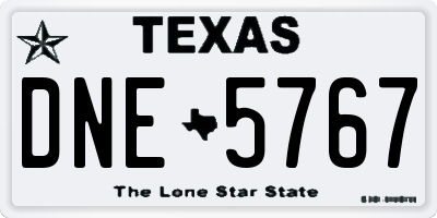 TX license plate DNE5767