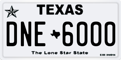 TX license plate DNE6000