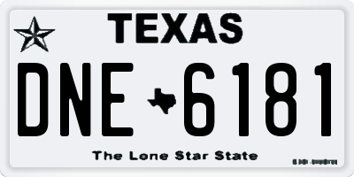 TX license plate DNE6181