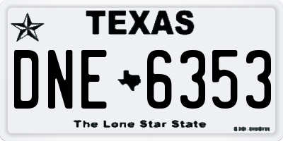 TX license plate DNE6353
