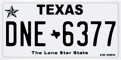 TX license plate DNE6377