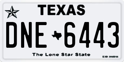 TX license plate DNE6443