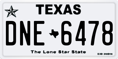 TX license plate DNE6478