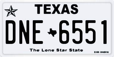TX license plate DNE6551