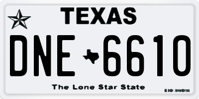 TX license plate DNE6610