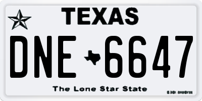 TX license plate DNE6647
