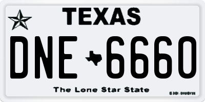 TX license plate DNE6660