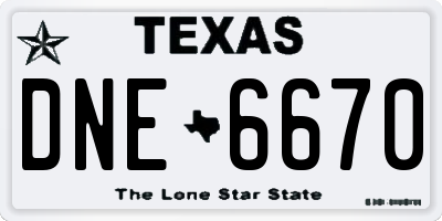 TX license plate DNE6670