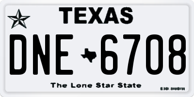 TX license plate DNE6708
