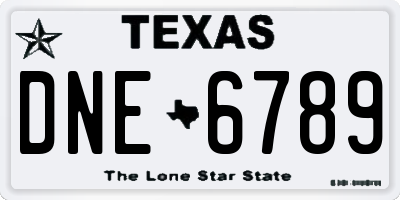 TX license plate DNE6789