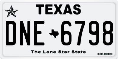 TX license plate DNE6798