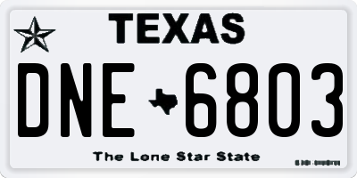 TX license plate DNE6803