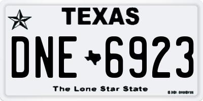 TX license plate DNE6923