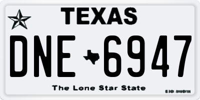 TX license plate DNE6947
