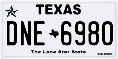 TX license plate DNE6980