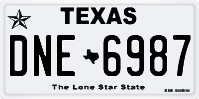 TX license plate DNE6987