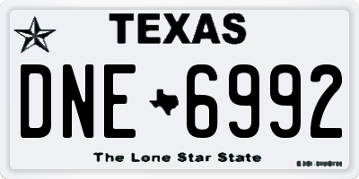 TX license plate DNE6992