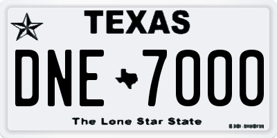 TX license plate DNE7000