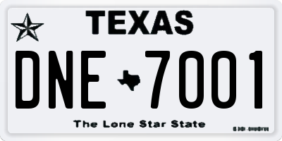 TX license plate DNE7001