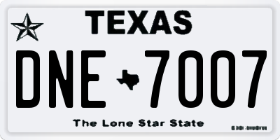 TX license plate DNE7007