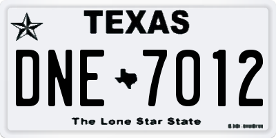 TX license plate DNE7012