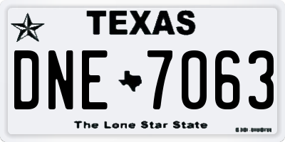 TX license plate DNE7063