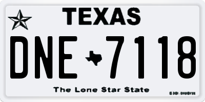 TX license plate DNE7118