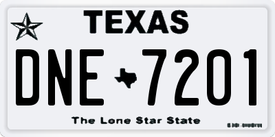 TX license plate DNE7201