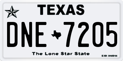 TX license plate DNE7205