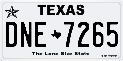 TX license plate DNE7265