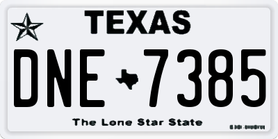 TX license plate DNE7385