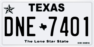 TX license plate DNE7401