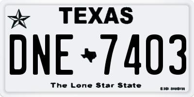 TX license plate DNE7403