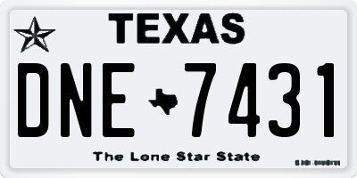 TX license plate DNE7431