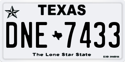 TX license plate DNE7433