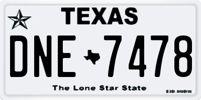 TX license plate DNE7478