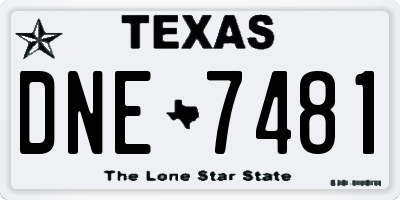 TX license plate DNE7481