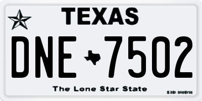 TX license plate DNE7502
