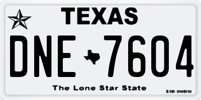 TX license plate DNE7604