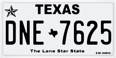 TX license plate DNE7625