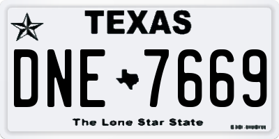 TX license plate DNE7669