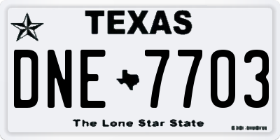 TX license plate DNE7703