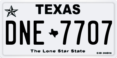 TX license plate DNE7707
