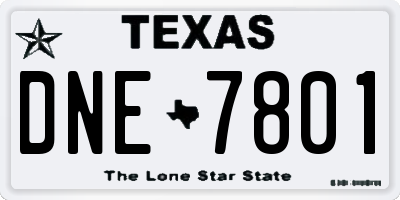 TX license plate DNE7801
